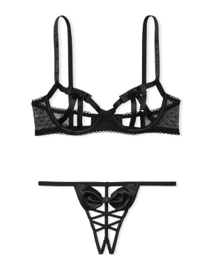  Комплект Very Sexy Open Cup Demi Bow Unlined Balconet Thong Black Set