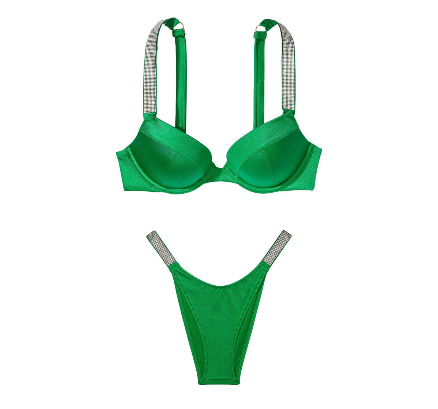 Купальник Shine Strap Sexy Tee Push-Up Bikini Verdant Green