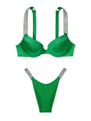 Купальник Shine Strap Sexy Tee Push-Up Bikini Verdant Green