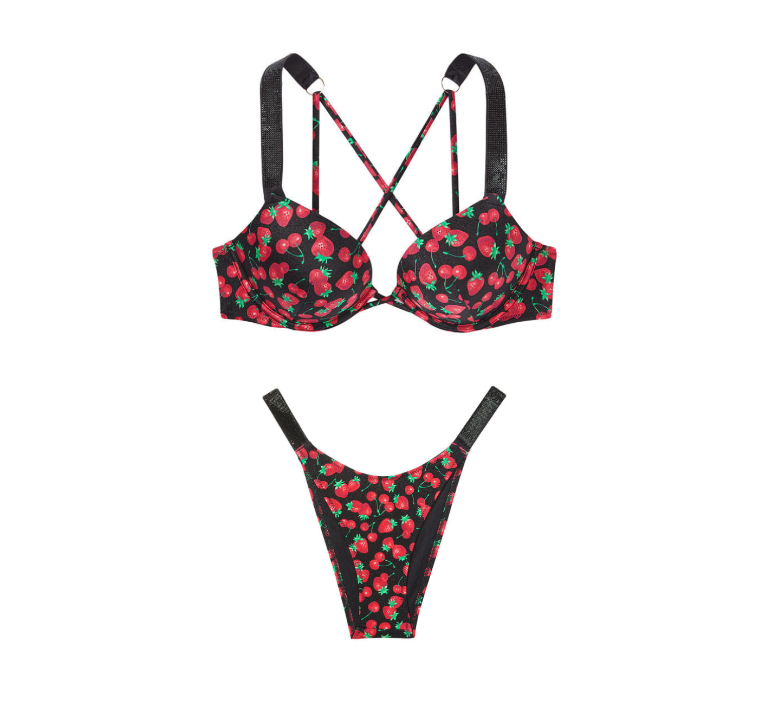 Купальник Shine Strap Sexy Tee Push-Up Bikini Mixed Berry Set
