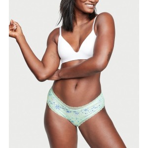 Трусики Lace Waist Cotton Cheeky panty Green Snowflake