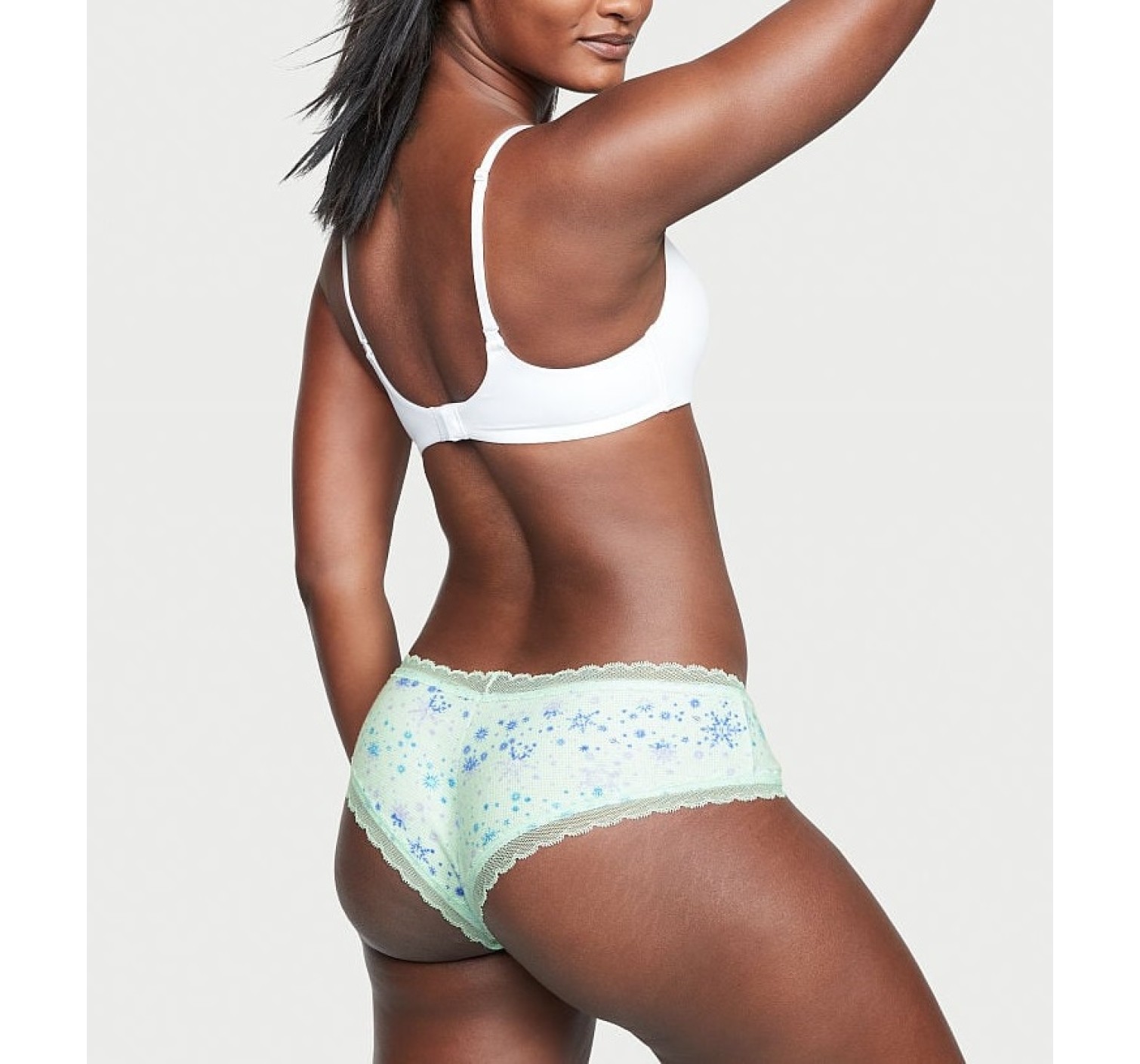 Трусики Lace Waist Cotton Cheeky panty Green Snowflake