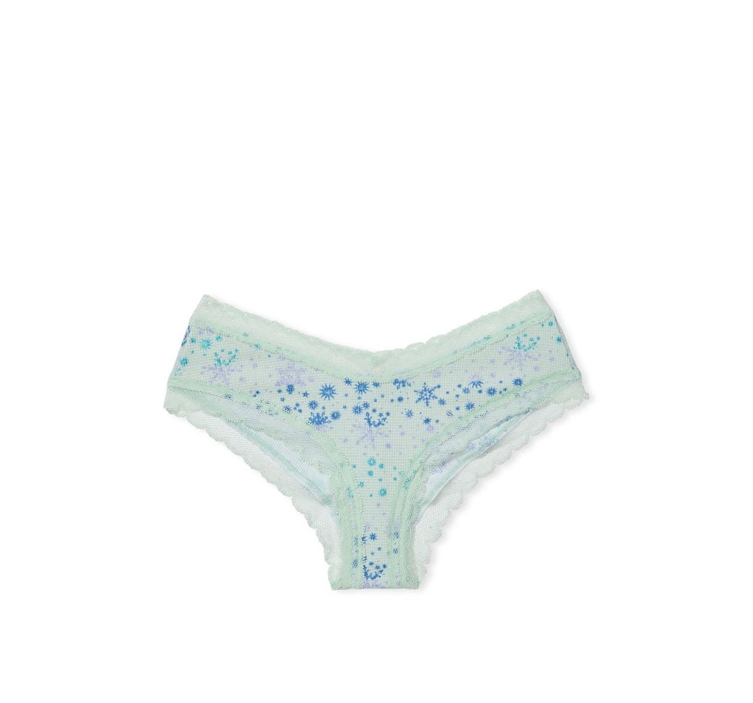 Трусики Lace Waist Cotton Cheeky panty Green Snowflake