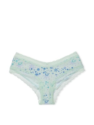 Трусики Lace Waist Cotton Cheeky panty Green Snowflake