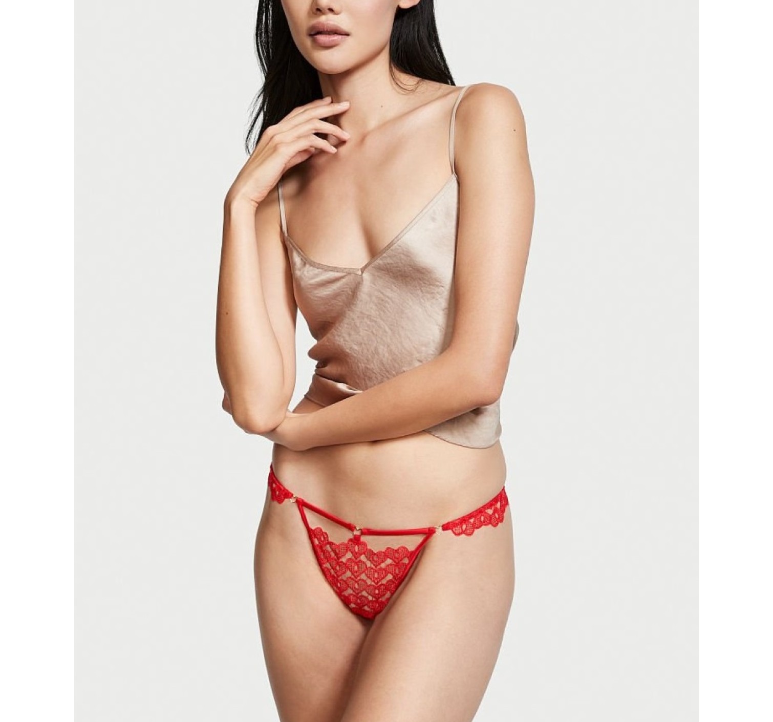 Комплект Sweetheart Lace Open Cup Halter Lipstick Bra Set