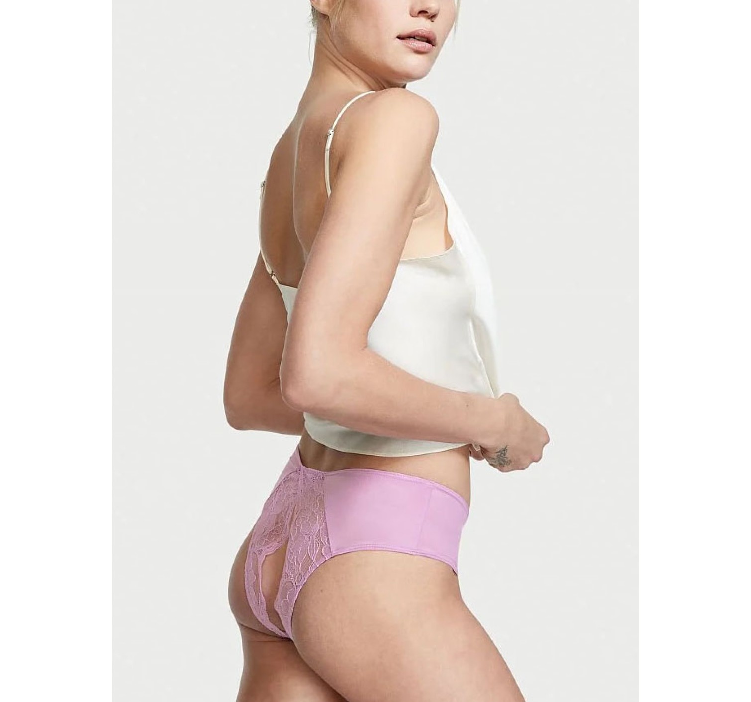 Tрусики Lace Ouvert Cheeky Panty Liliac