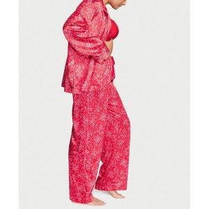 Пижама Satin Long Pajama Set Victoria’s Secret Red Heart Dot