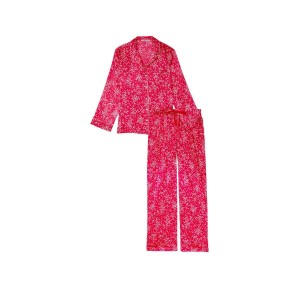 Пижама Satin Long Pajama Set Victoria’s Secret Red Heart Dot