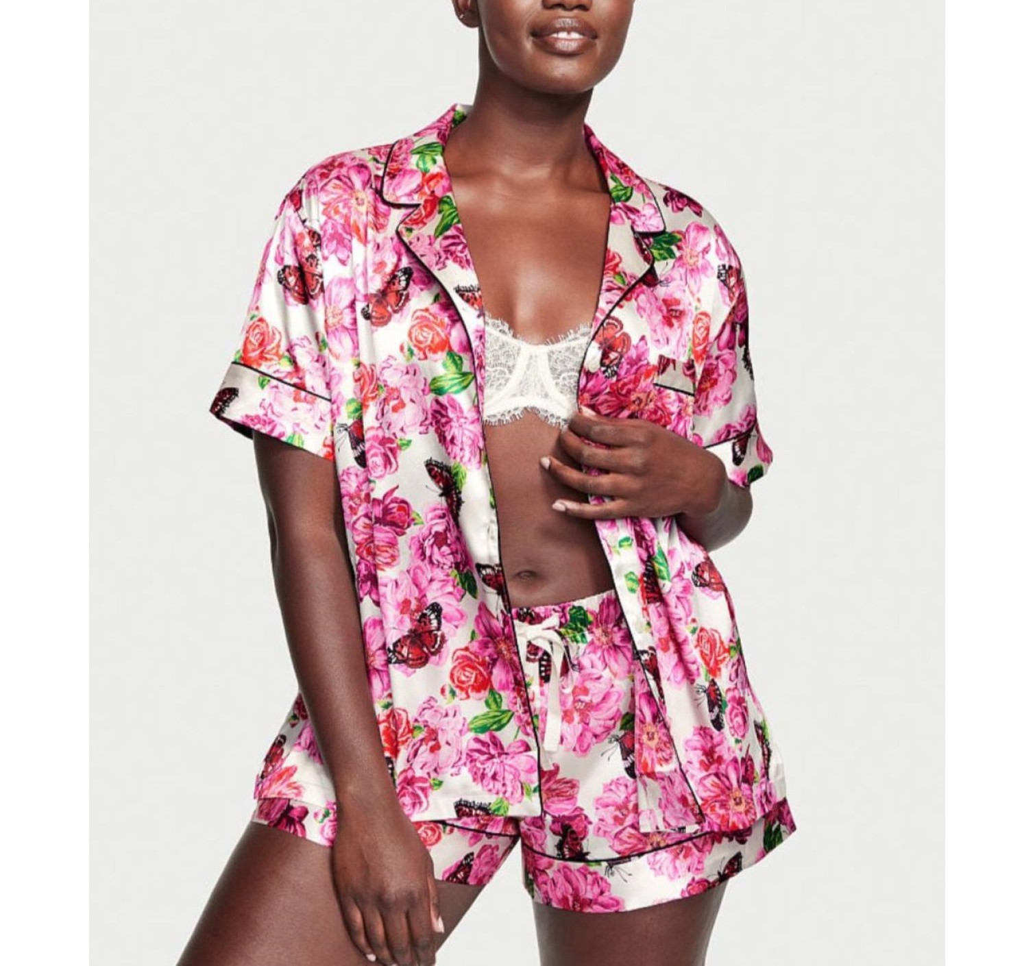 Сатинова піжама Satin Short Pj set Roses Print
