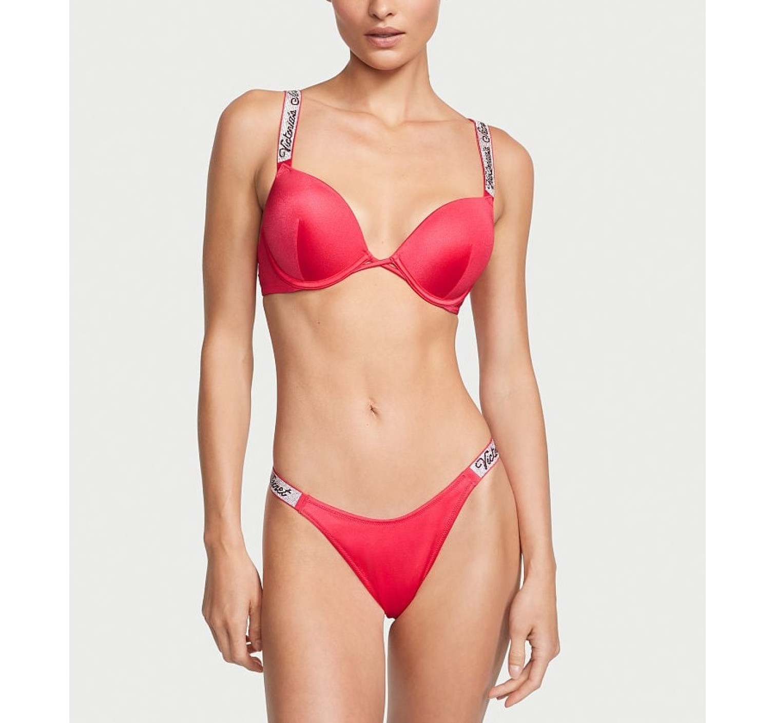 Купальник Shine Strap Bombshell Add-2-Cups Push-Up Bikini Set Wild Strawberry Logo