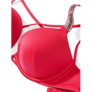 Купальник Shine Strap Bombshell Add-2-Cups Push-Up Bikini Set Wild Strawberry Logo