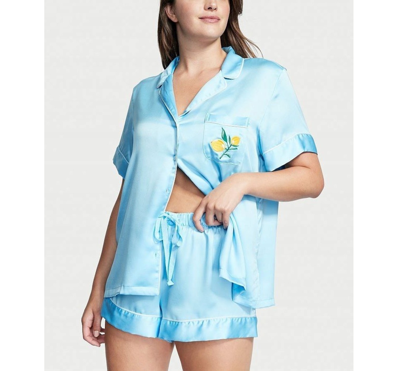 Піжама Pj Set Satin Blue Short Lemon
