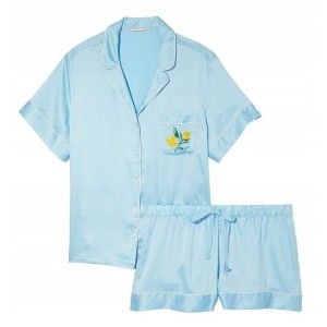 Піжама Pj Set Satin Blue Short Lemon