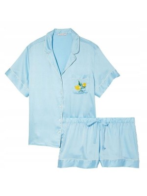 Пижама Pj Set Satin Blue Short Lemon