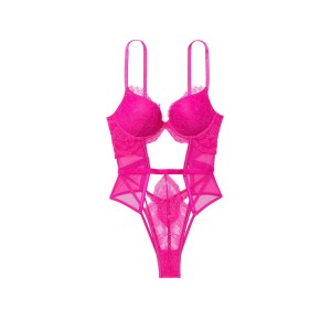 Боди Push-Up Cutout Lace Teddy Fuchsia