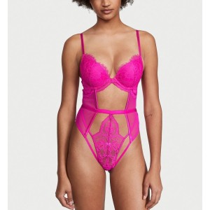 Боди Push-Up Cutout Lace Teddy Fuchsia