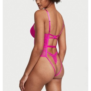 Боди Push-Up Cutout Lace Teddy Fuchsia
