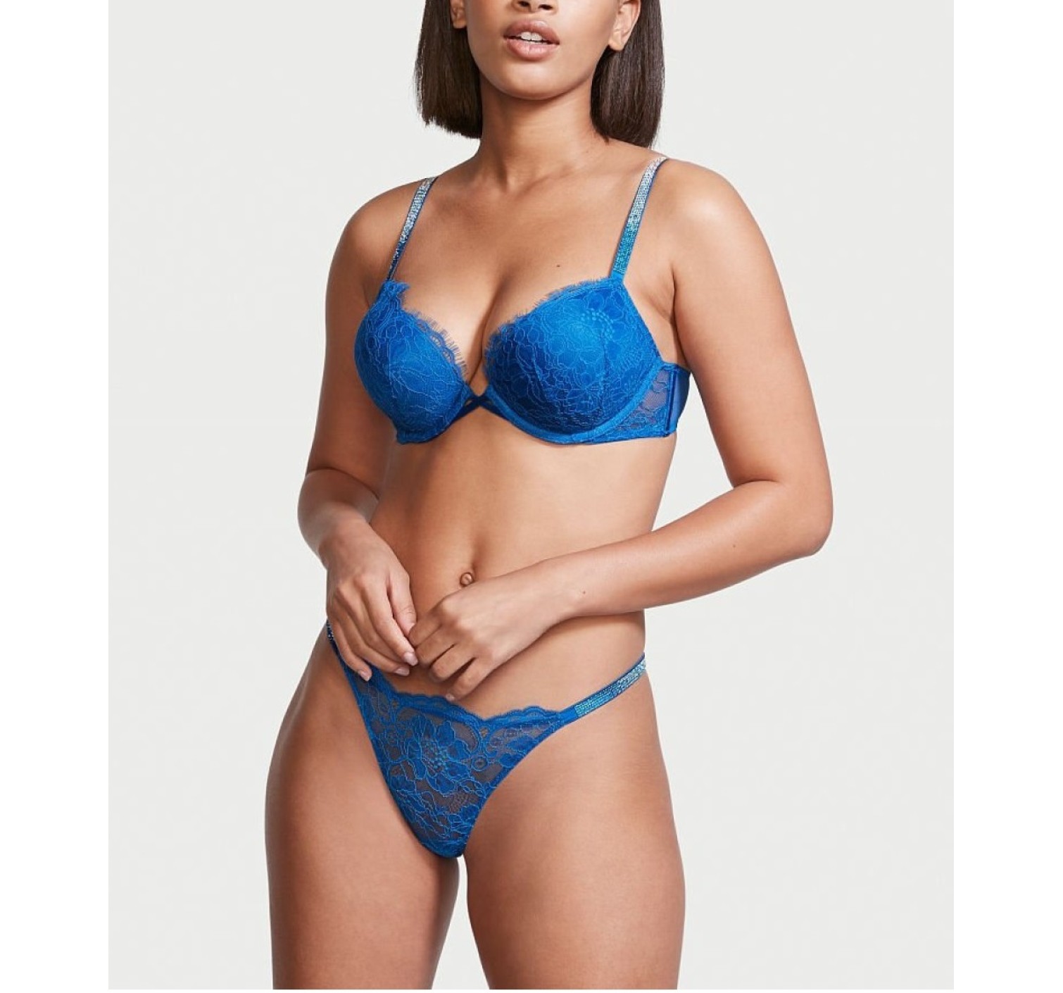 Комплект білизни Add 2 Cups Shine Strap Lace Push Up Bra Blue Set
