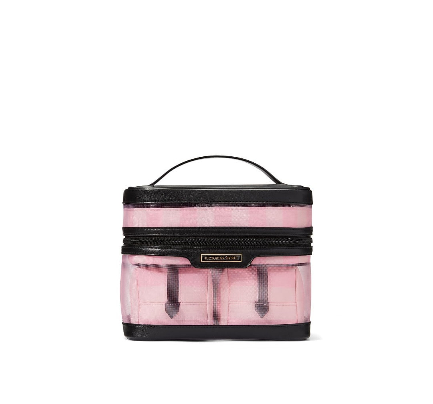 Набір косметичок 4-in-1 Train Case Iconic Pink Striped Mesh