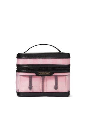 Набор косметичек 4-in-1 Train Case Iconic Pink Striped Mesh