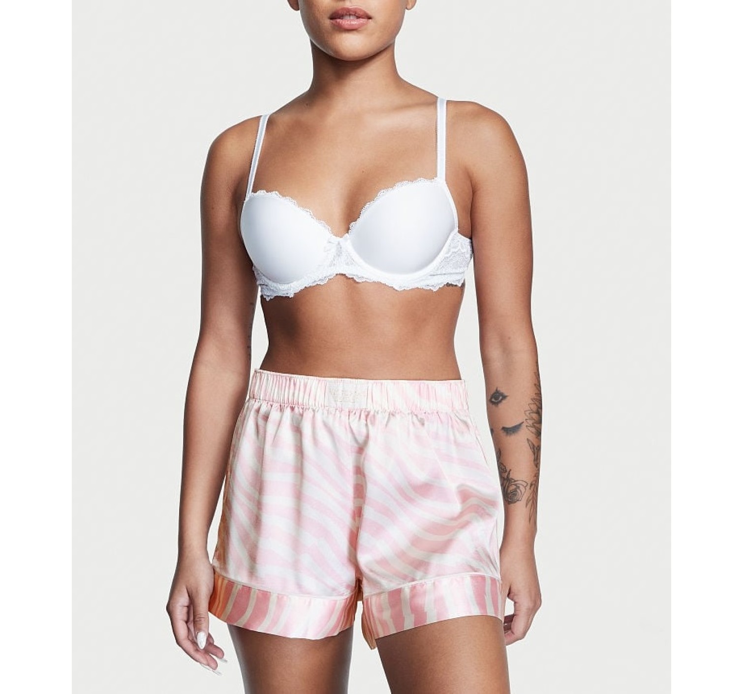 Пижама Short Cami PJ Set White Pink logo