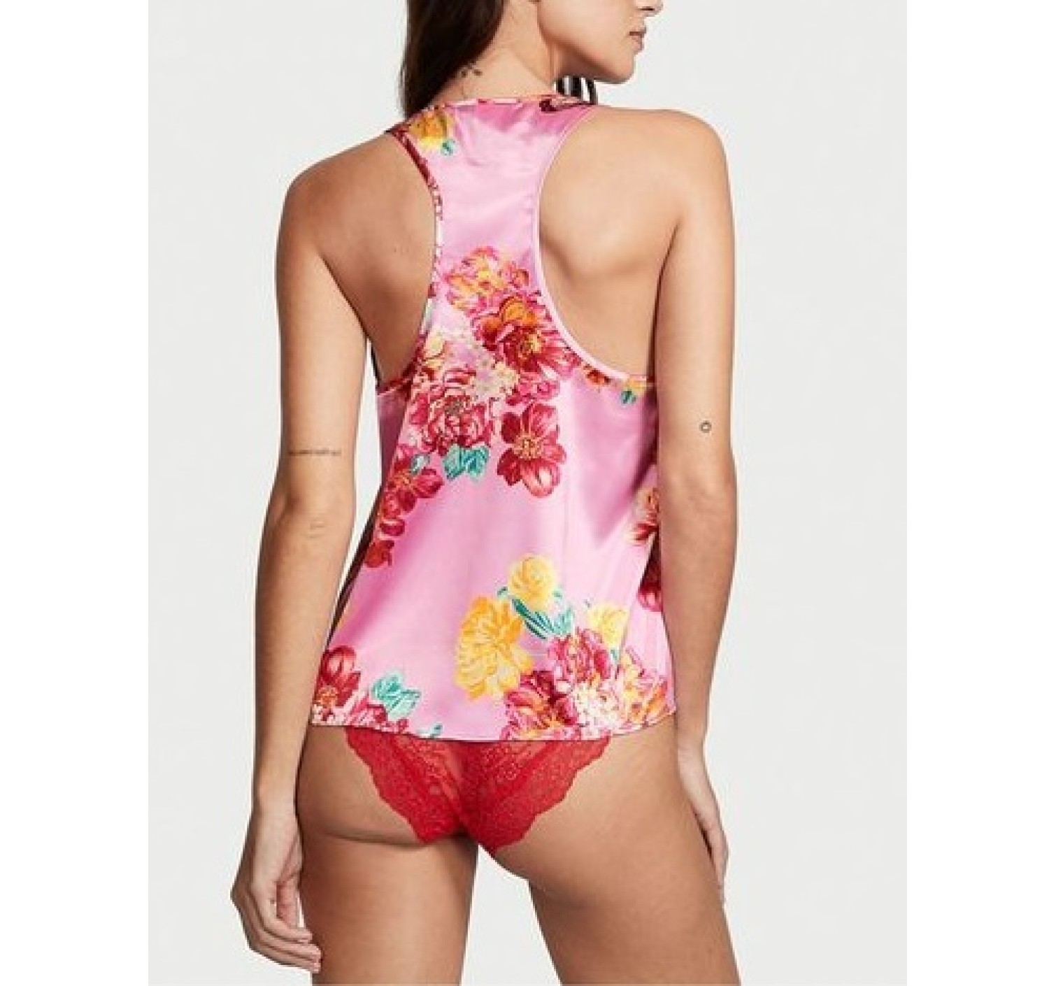 Пижама Short Cami PJ Set White Pink Flower Print logo