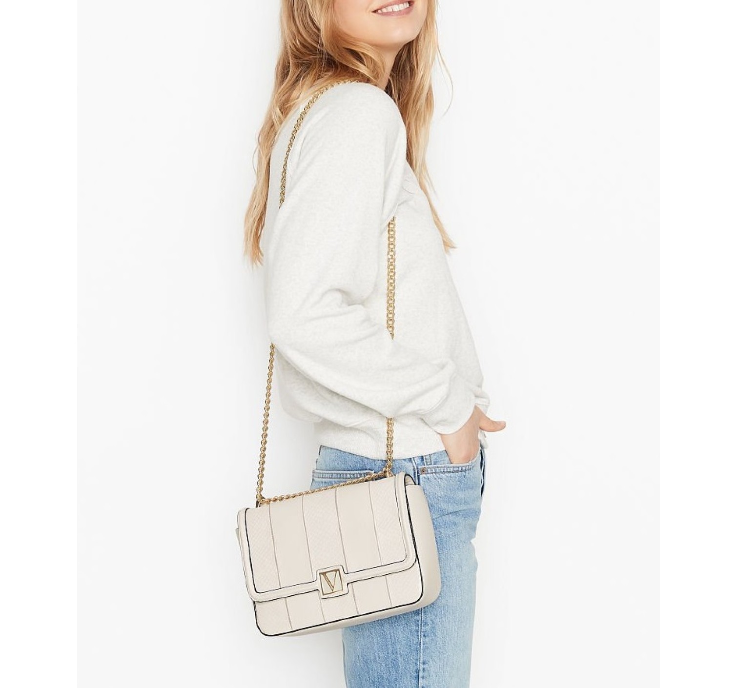 Кросс-боди Виктория Сикрет Medium Shoulder Bag White Woven