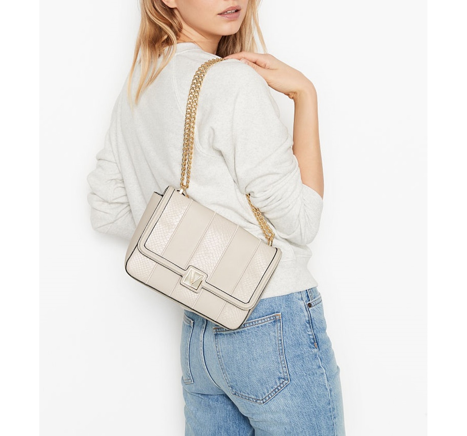 Кросс-боди Виктория Сикрет Medium Shoulder Bag White Woven