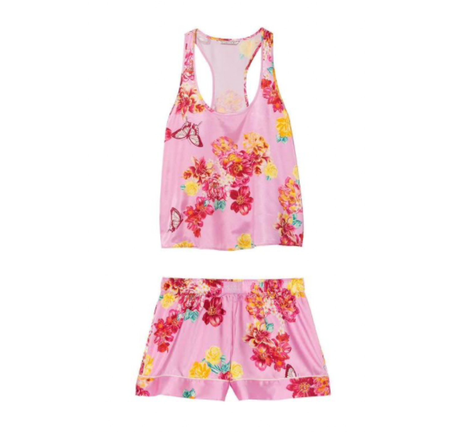 Пижама Short Cami PJ Set White Pink Flower Print logo