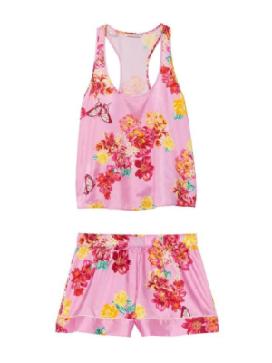 Пижама Short Cami PJ Set White Pink Flower Print logo