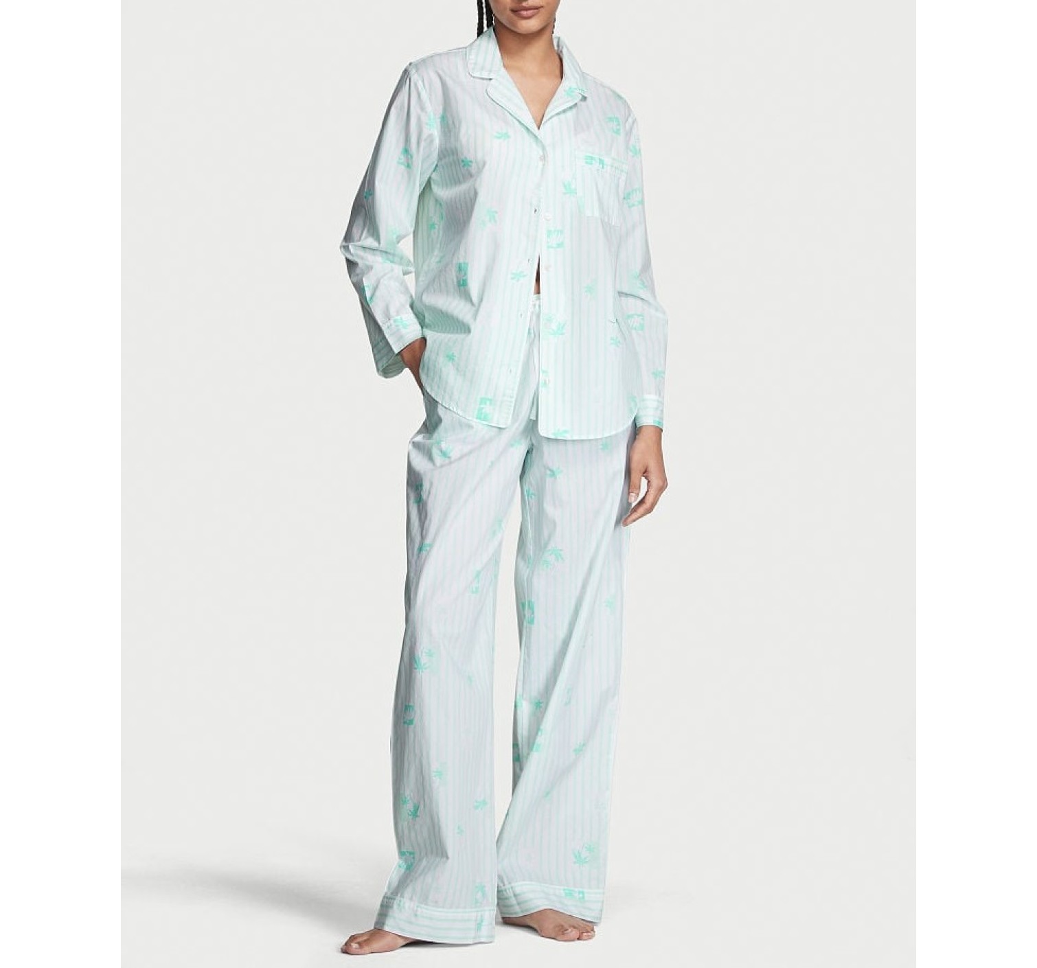 Пижама Cotton Long Pajama Set Resort Blue Stripe