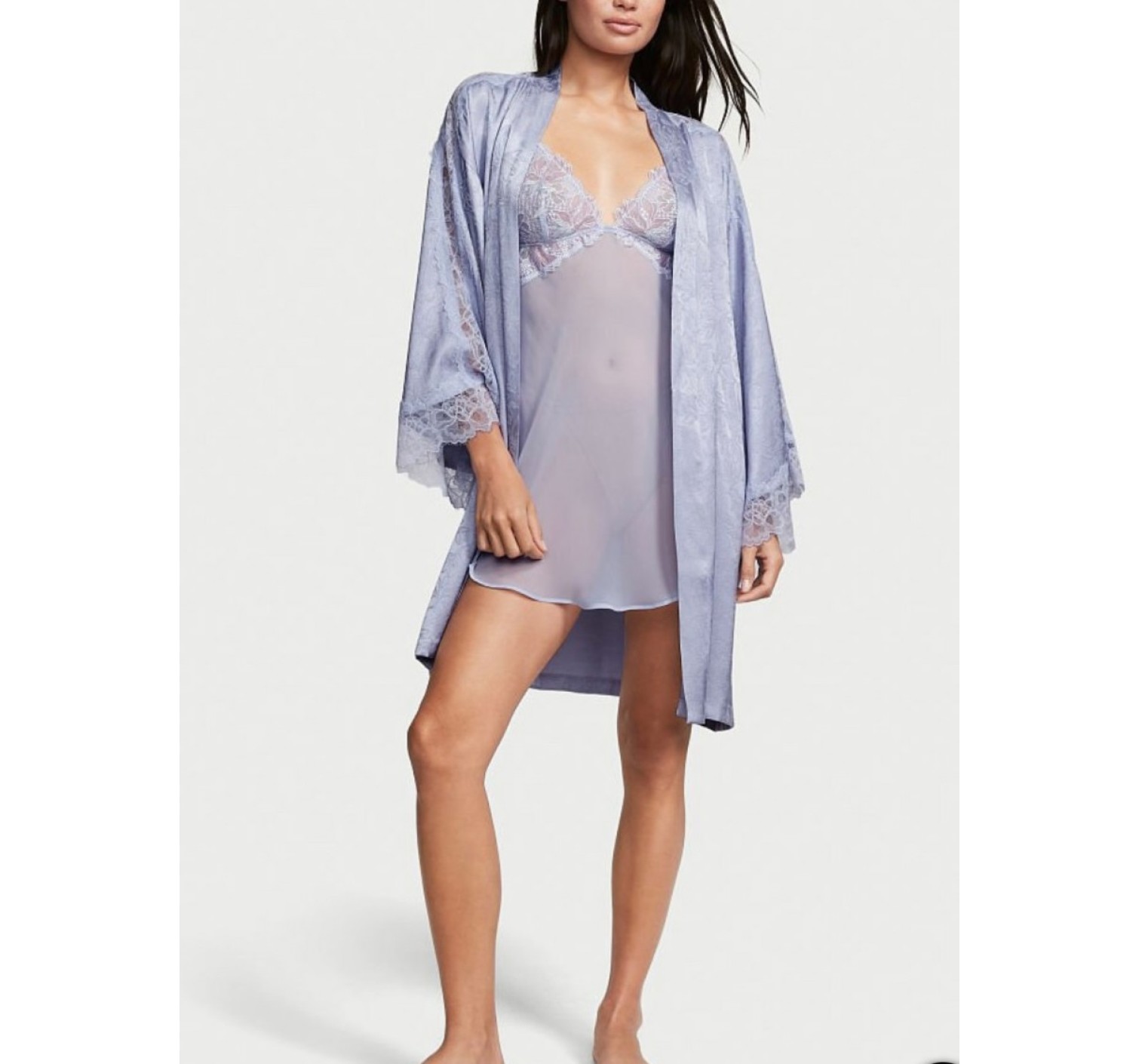 Халат Satin Jacquard Lavender Flounce