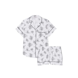 Пижама Cotton Short PJ Set White Flower Print