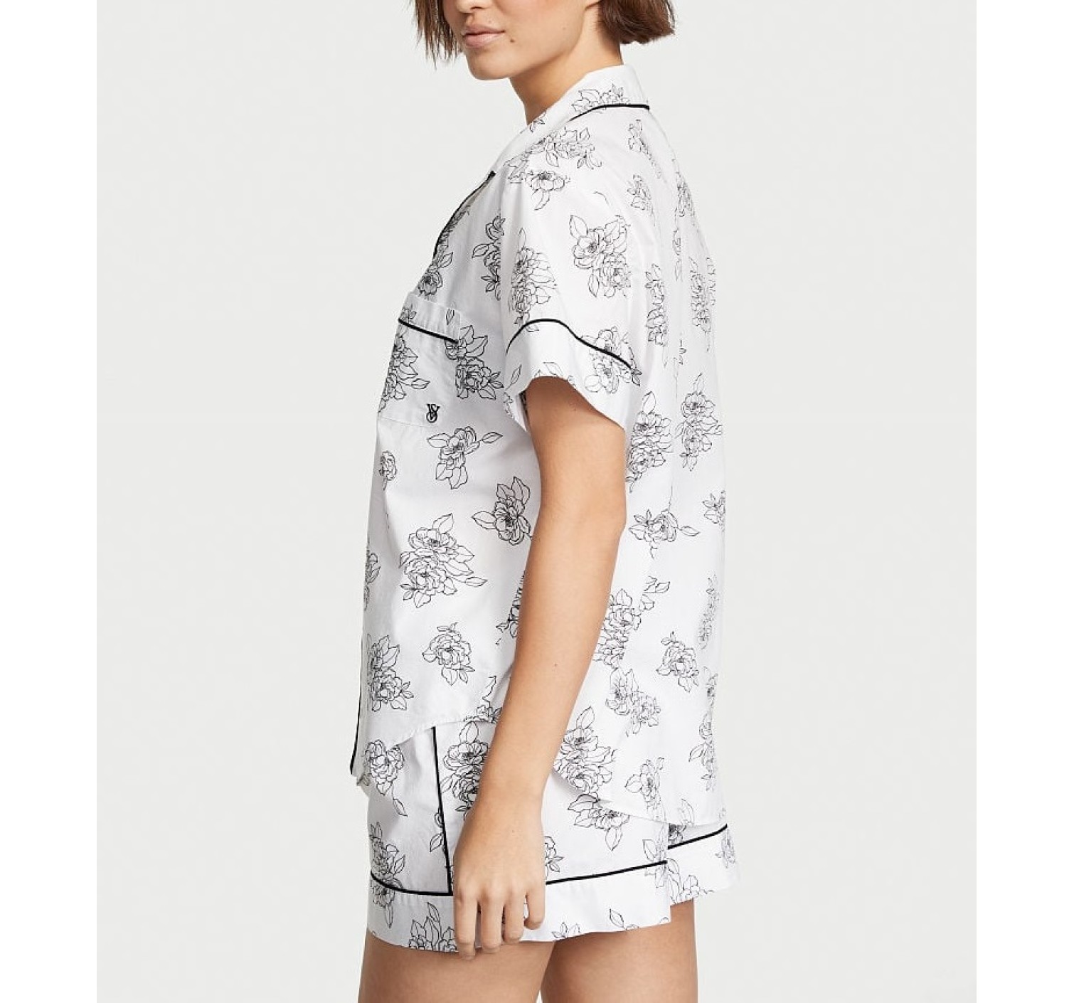 Пижама Cotton Short PJ Set White Flower Print