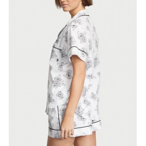 Пижама Cotton Short PJ Set White Flower Print