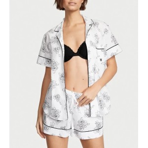 Пижама Cotton Short PJ Set White Flower Print
