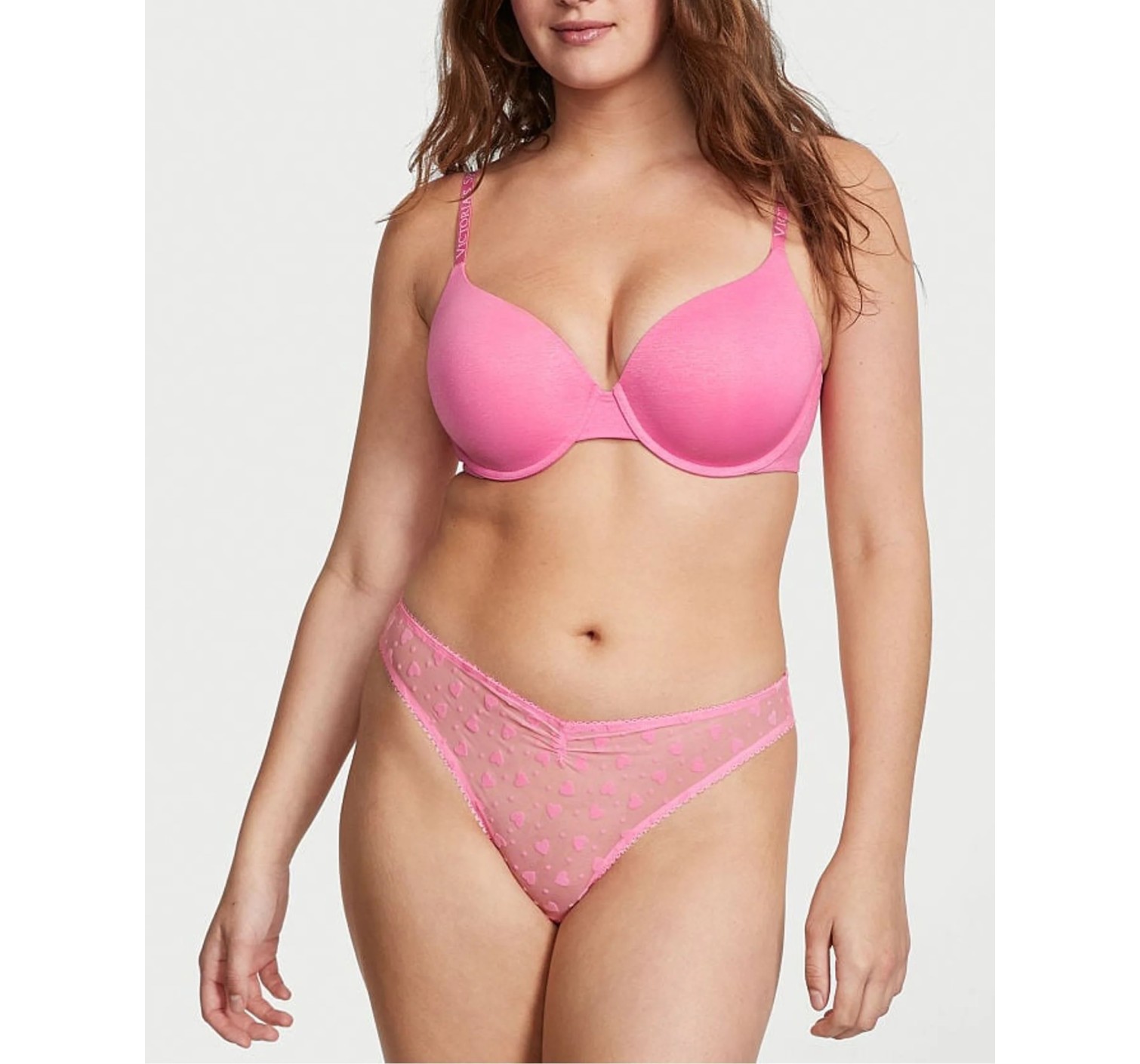 Трусики Flocked Heart Lacie Thong Panty Pink