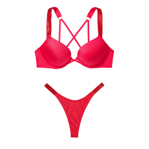 Купальник Shine Strap Bombshell Add-2-Cups Push-Up Bikini Set Wild Strawberry