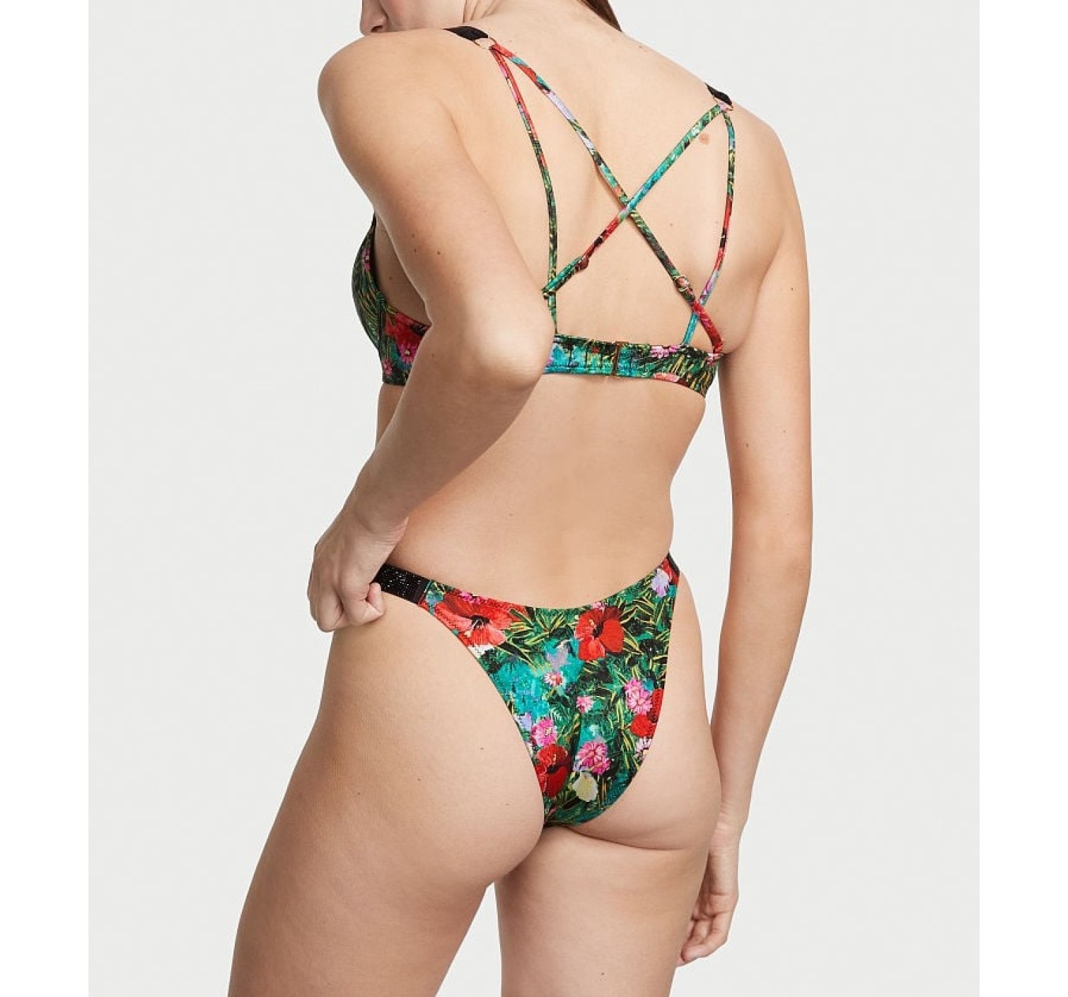 Купальник Shine Strap Bombshell Add-2-Cups Push-Up Bikini Set Tropical Floral