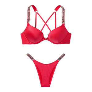 Купальник Shine Strap Bombshell Add-2-Cups Push-Up Bikini Set Wild Strawberry Logo