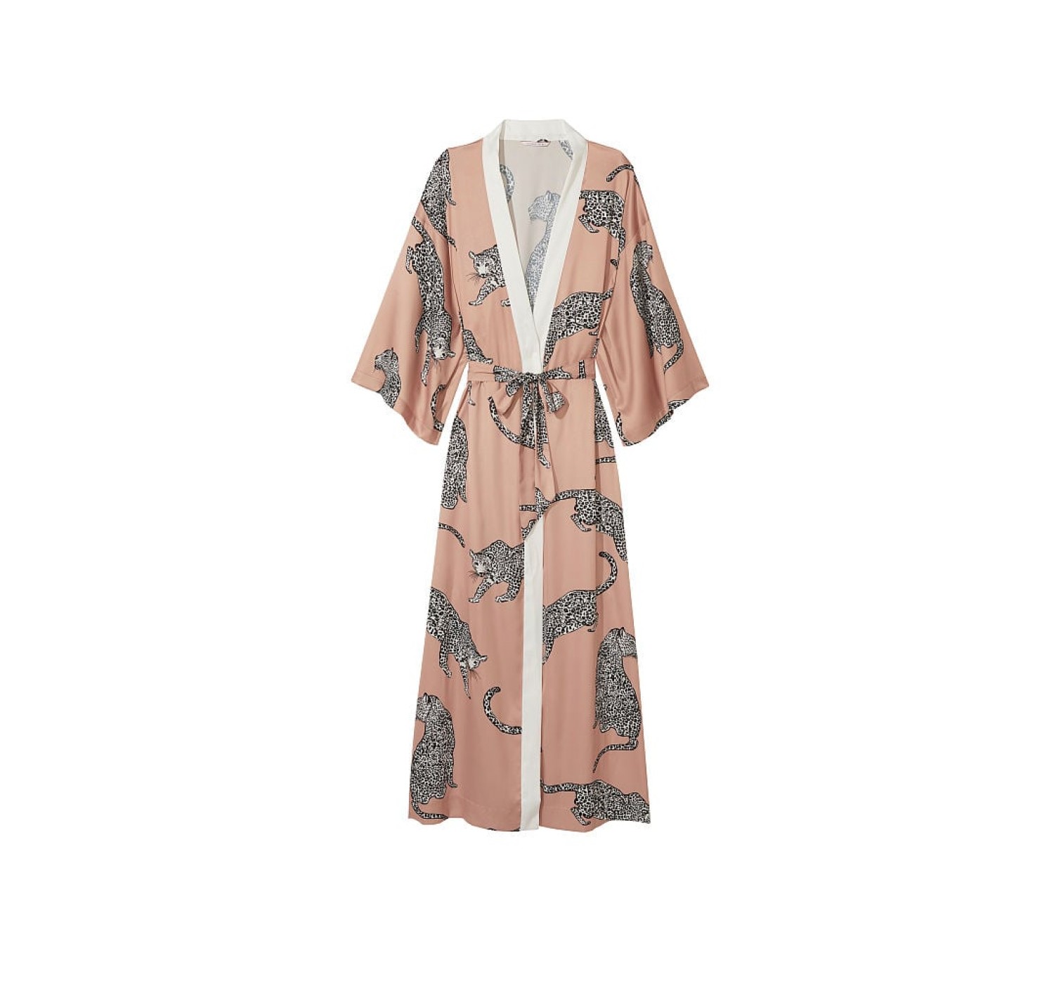 Халат Satin Long Robe Beige Leopard