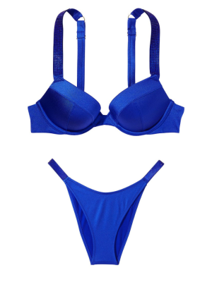 Купальник Shine Strap Sexy Tee Push-Up Bikini Set Blue Oar