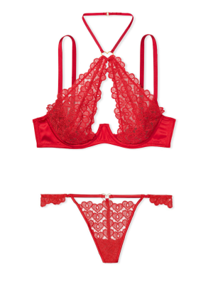 Комплект Sweetheart Lace Open Cup Halter Lipstick Bra Set