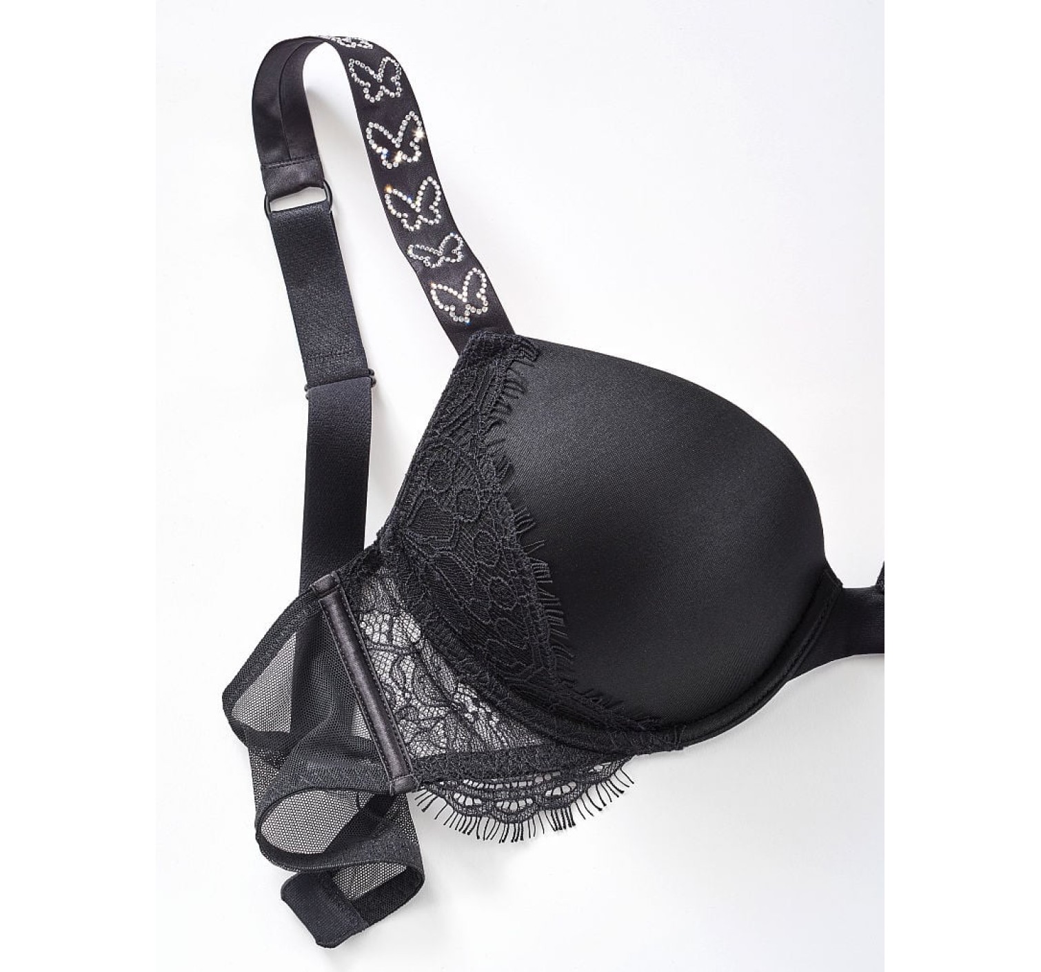 Комплект Satin & Lace Shine Strap Push-Up Bra Black Set