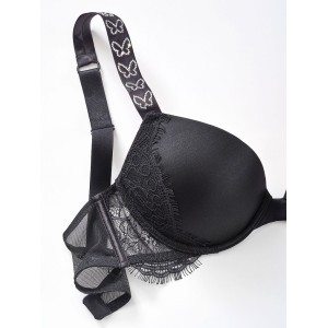 Комплект Satin & Lace Shine Strap Push-Up Bra Black Set