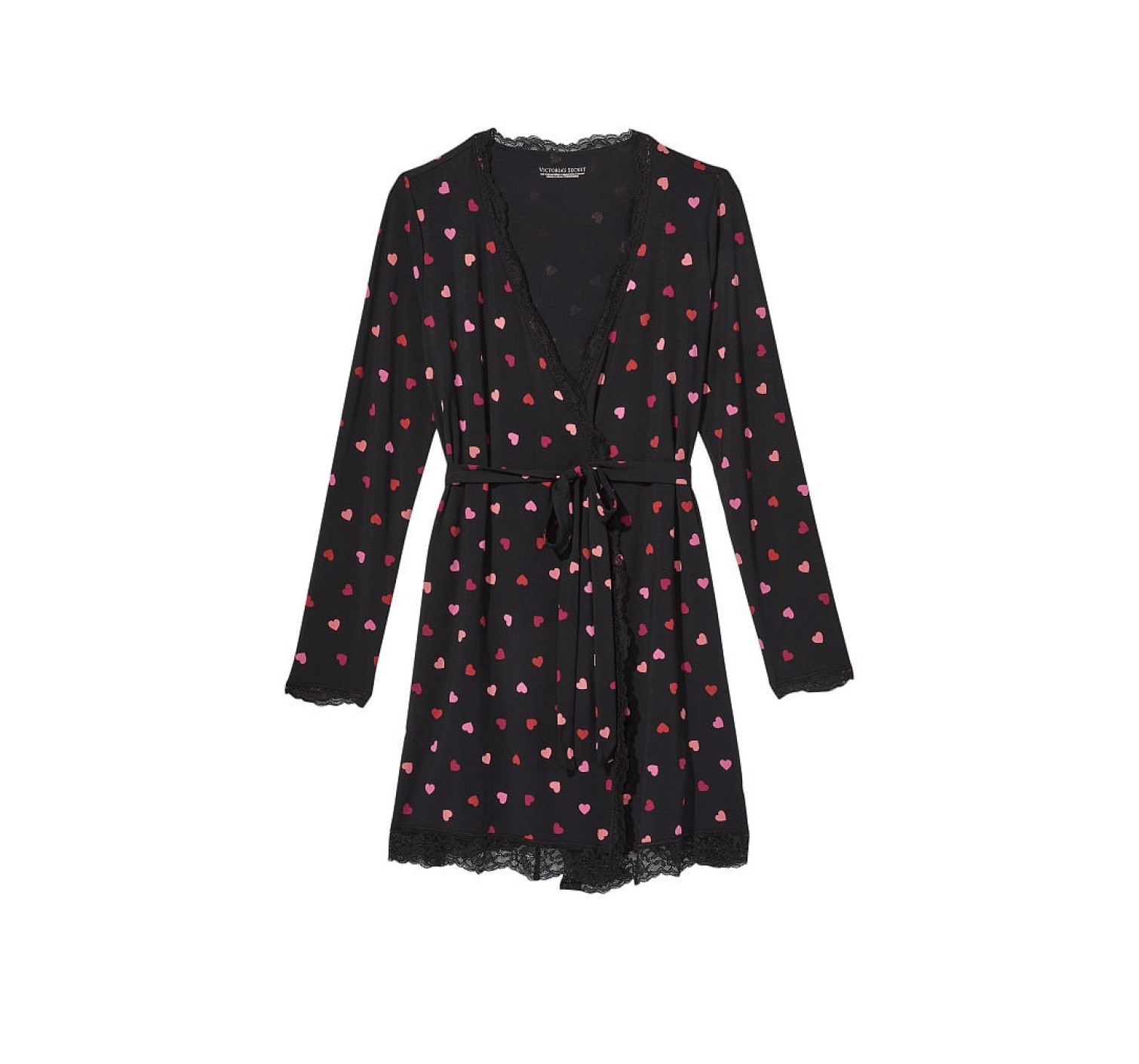 Халат Modal Lace-Trim Robe Black Heart Print