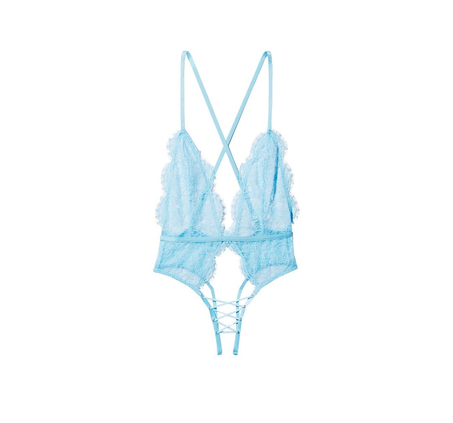 Боди Lace Plunge Crotchless Teddy Ouvert Blue