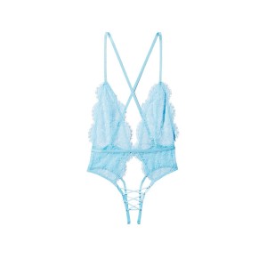 Боди Lace Plunge Crotchless Teddy Ouvert Blue