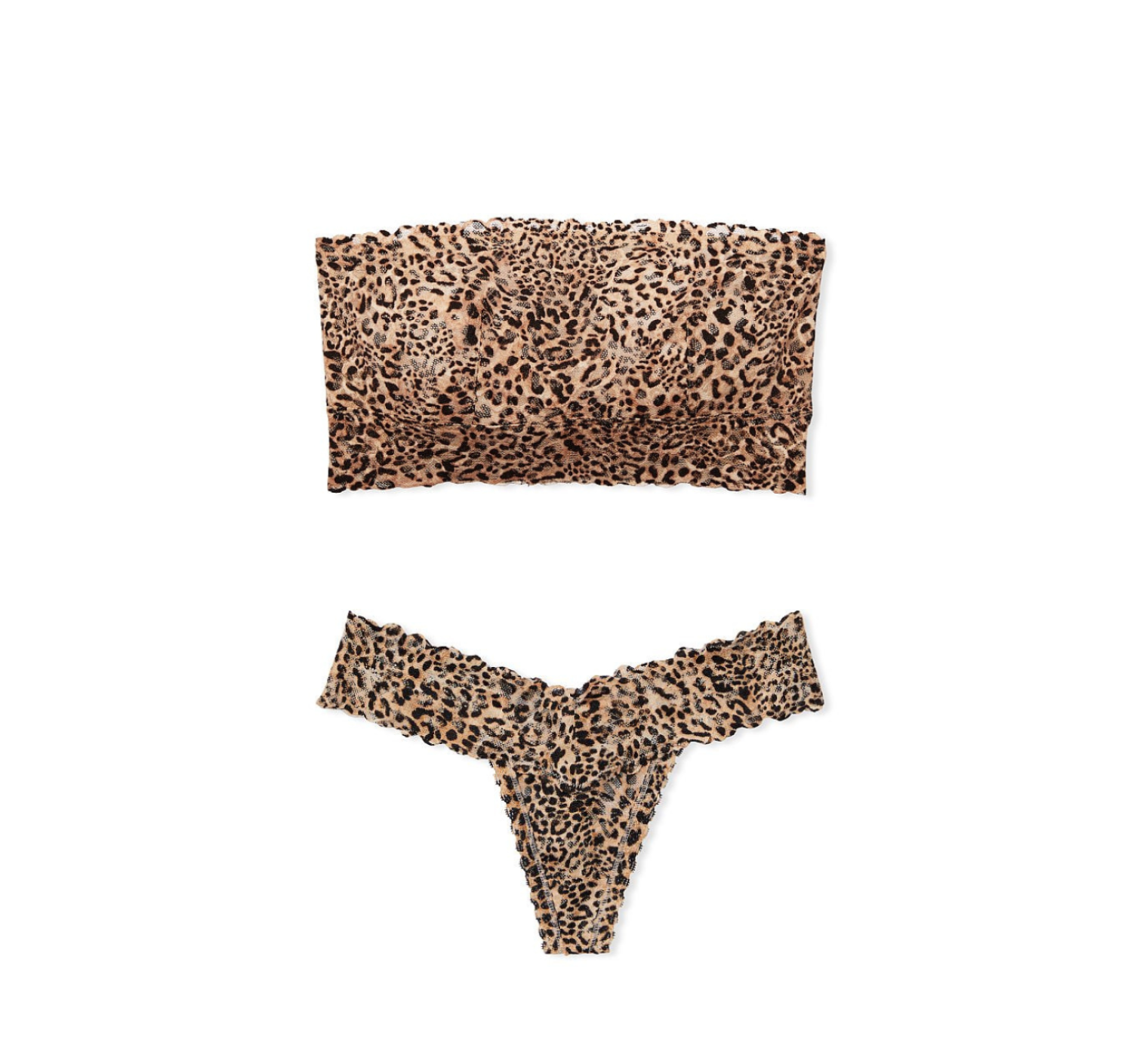 Комплект Bandeau Bralette Lace Sand Leopard Set