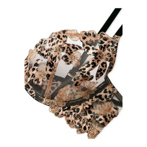 Комплект Floral Embroidered Waist Cincher Leopard set